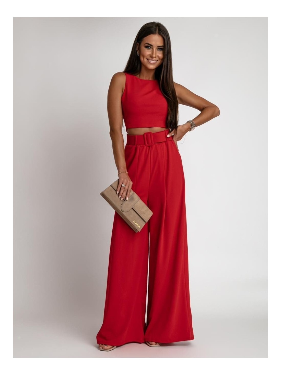 2-piece set, wide pants and red blouse AZRHP3868